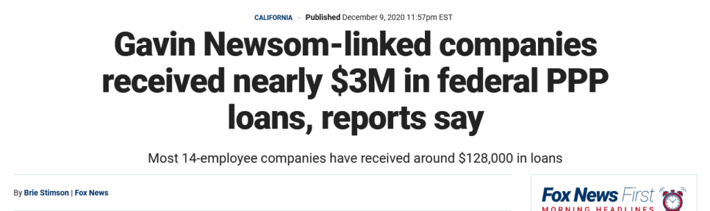 Screenshot 2022 03 23 at 14 18 47 Gavin Newsom linked companies received nearly 3M in federal PPP loans reports say
